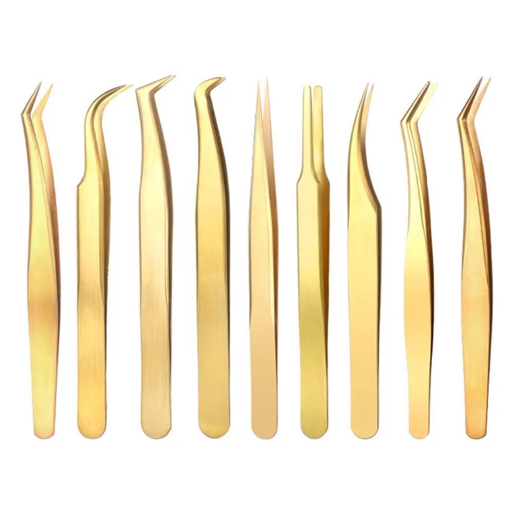 Eyelash Extension London - Nieuwe roestvrijstalen wimperverlengingspincet Antislip gouden pincet