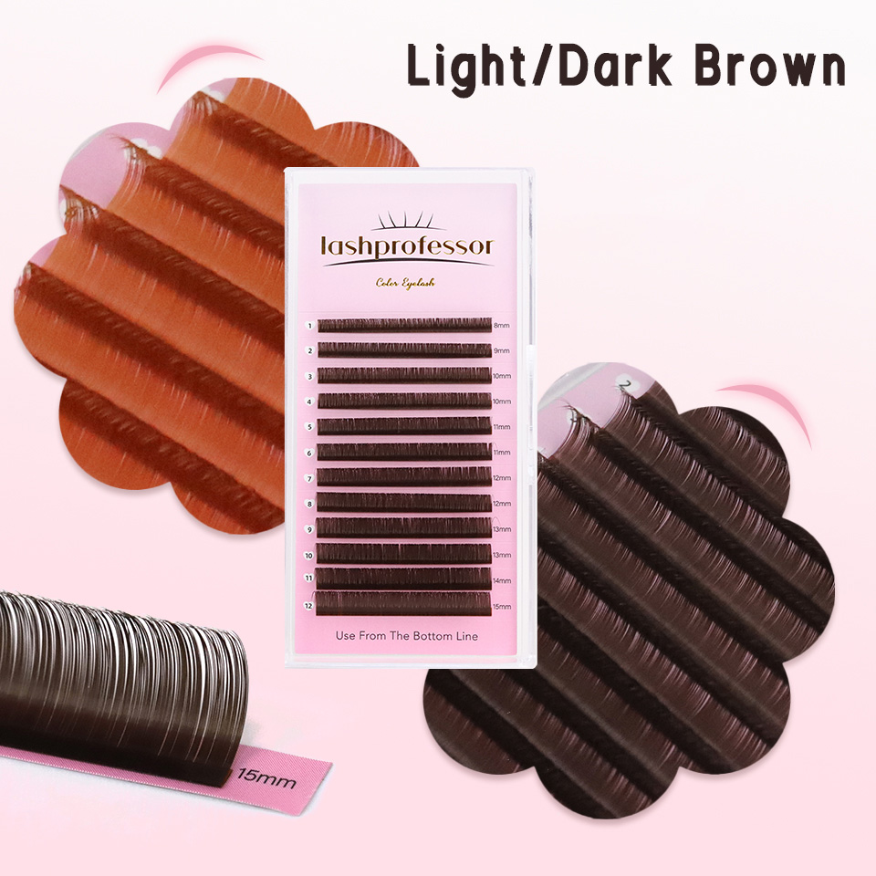 Eyelash Extension Russian - Donkerbruine wimperverlenging 0,05 0,07 mm lichtbruine